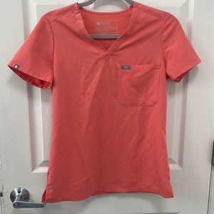 Figs Catarina Scrub Top Hot Coral Size XS